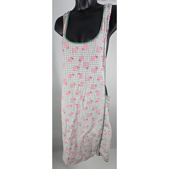 Gingham Daisy Smock Apron with Pockets Adjustable Baking Cooking Retro 1950s-60s - Picture 2 of 6
